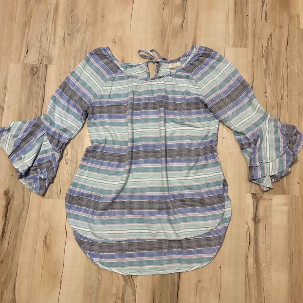 Small Striped Lightweight Tie Back Top